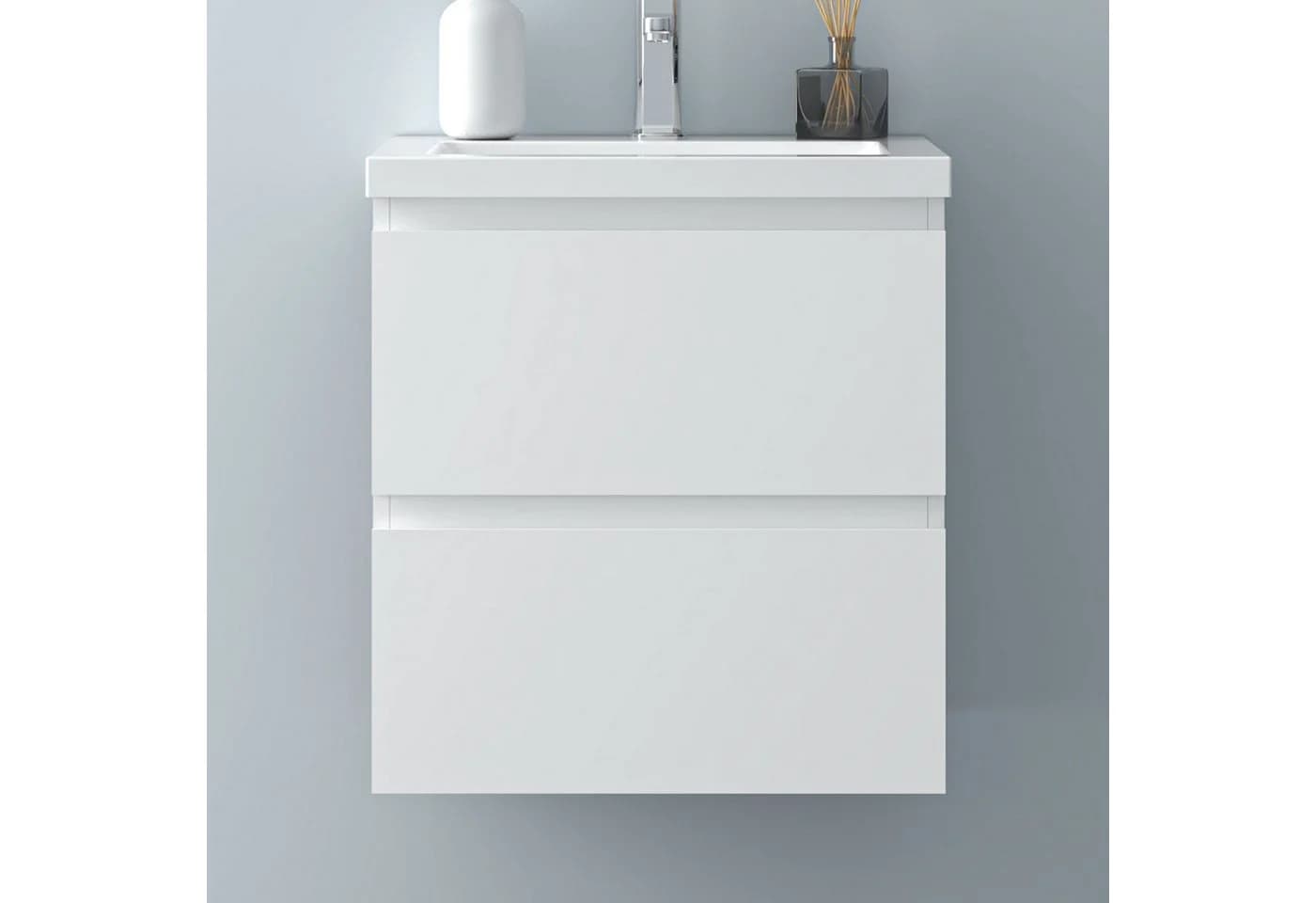 Aica Sanitär Waschtisch mit Unterschrank und Kunststeinbecken hängend - Bild 3