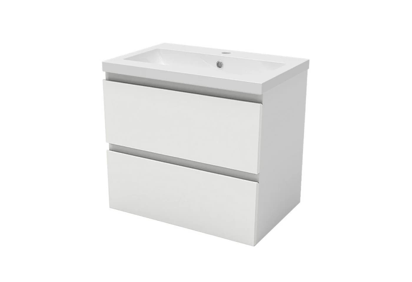 Aica Sanitär Waschtisch mit Unterschrank und Kunststein-Becken, Mattenweiß - Bild 2