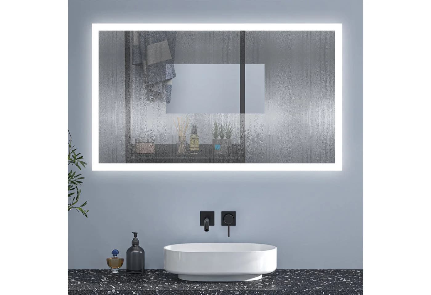 Aica Sanitär Badspiegel mit LED-Beleuchtung dimmbar