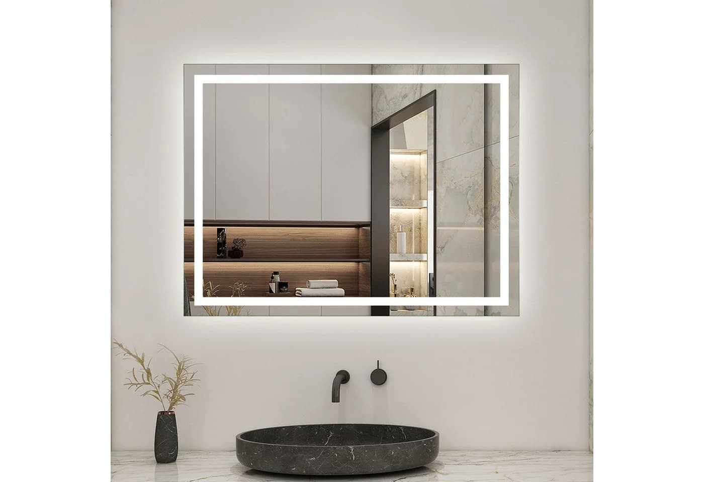 Aica Sanitär LED Badspiegel mit Beleuchtung, Antibeschlag, Dimmbar, IP44 - Bild 2