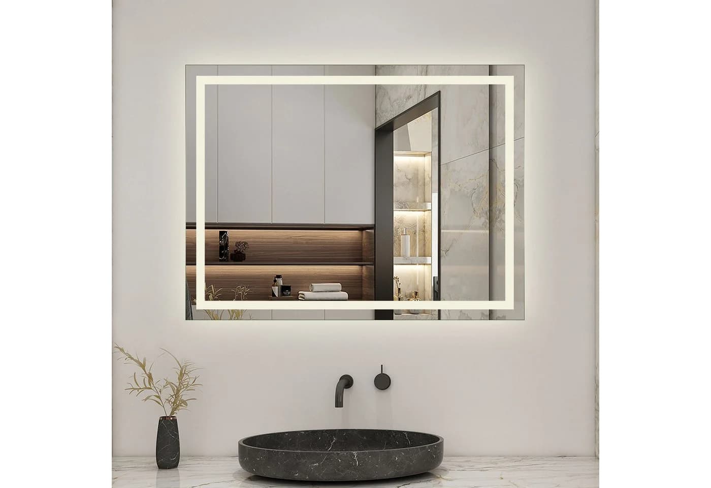 Aica Sanitär LED Badspiegel mit Beleuchtung, Antibeschlag, Dimmbar, IP44 - Bild 3