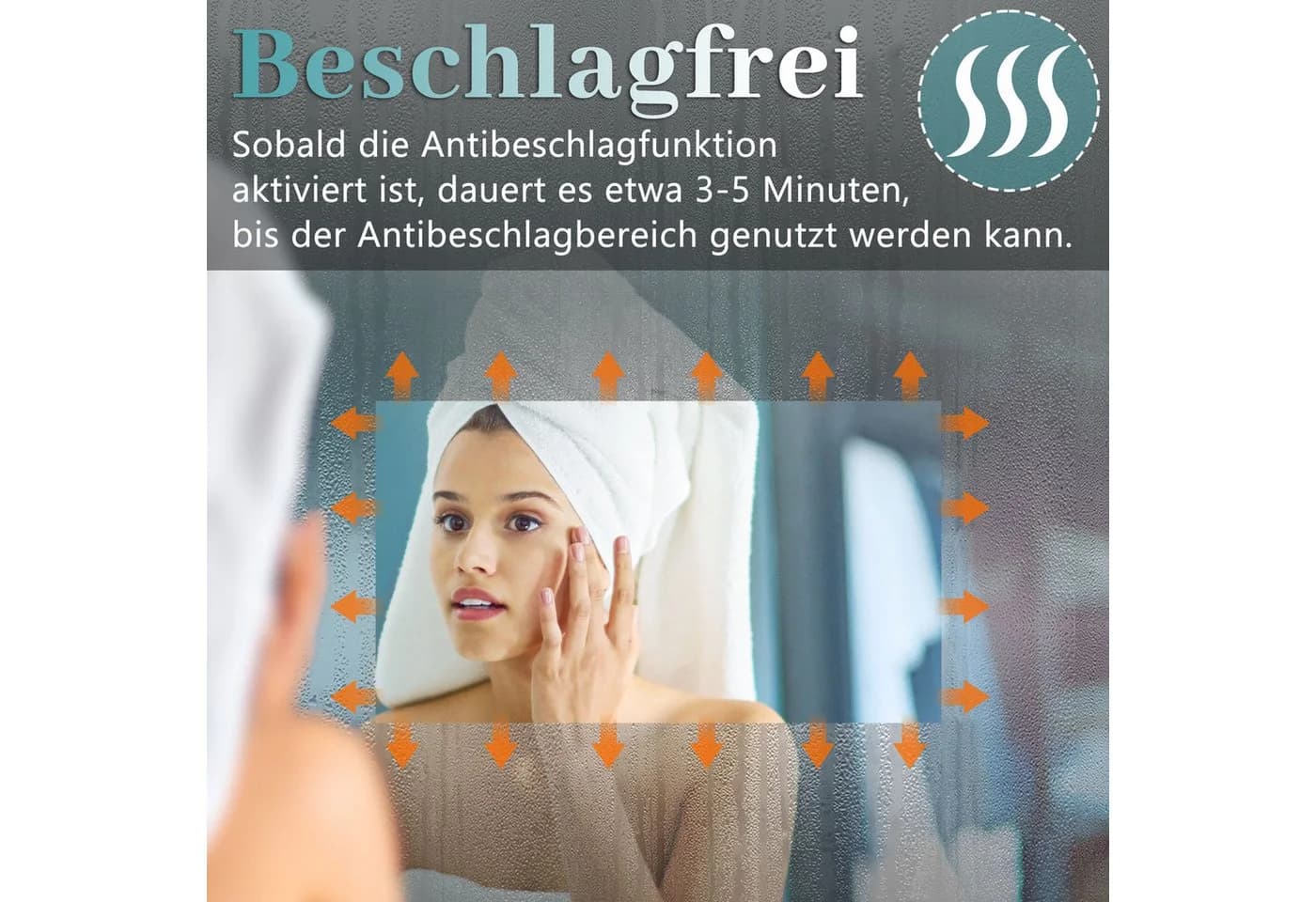 Aica Sanitär LED Badspiegel mit Antibeschlag und Touch-Steuerung - Bild 4