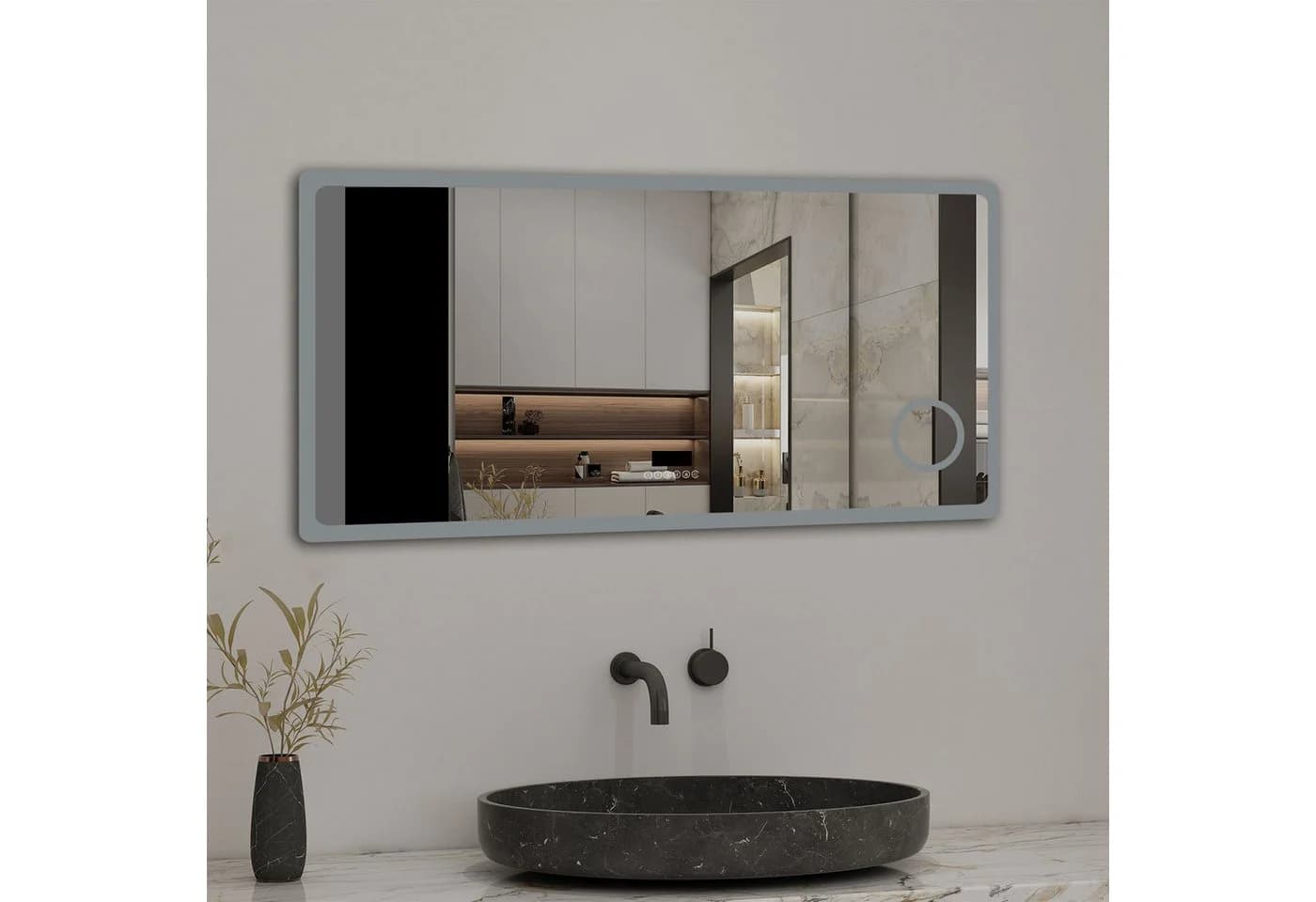 Aica Sanitär Badspiegel LED Dimmbar Beschlagfrei mit Uhr und Bluetooth - Bild 4