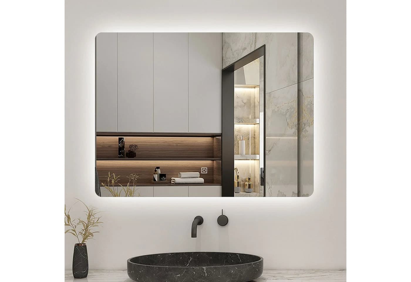 Aica Sanitär Badspiegel LED Beleuchtung rahmenlos Touch-Schalter - Bild 2