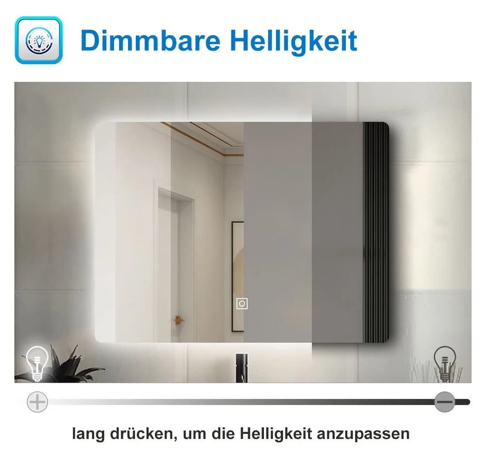 Aica Sanitär Badspiegel LED Beleuchtung rahmenlos Touch-Schalter - Bild 4