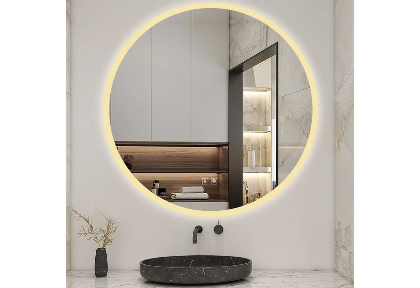 Aica Sanitär LED Badezimmerspiegel Rund mit Bluetooth & Antibeschlag - Bild 4