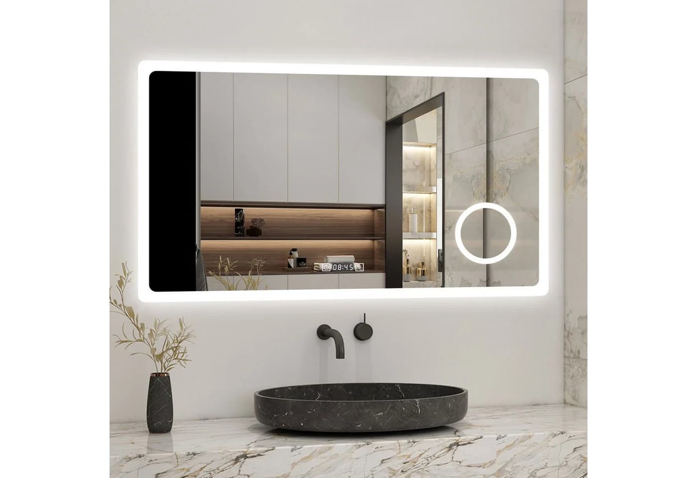 Aica Sanitär LED Badspiegel mit Touch, Steckdose & 3x Lupe - Bild 2