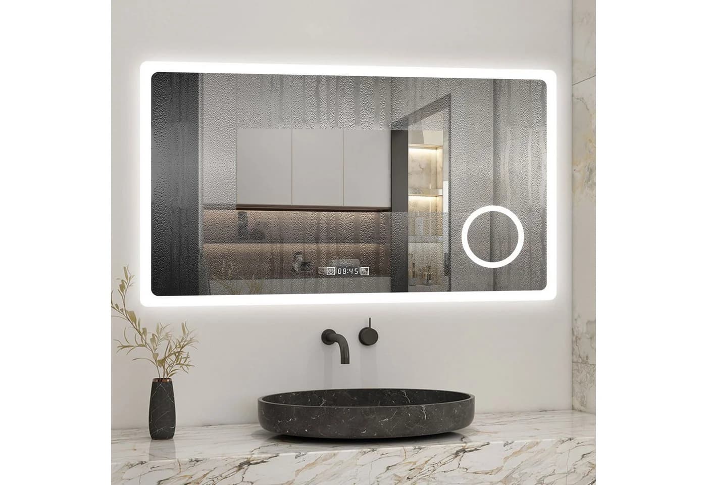 Aica Sanitär LED Badspiegel mit Touch, Steckdose & 3x Lupe - Bild 4