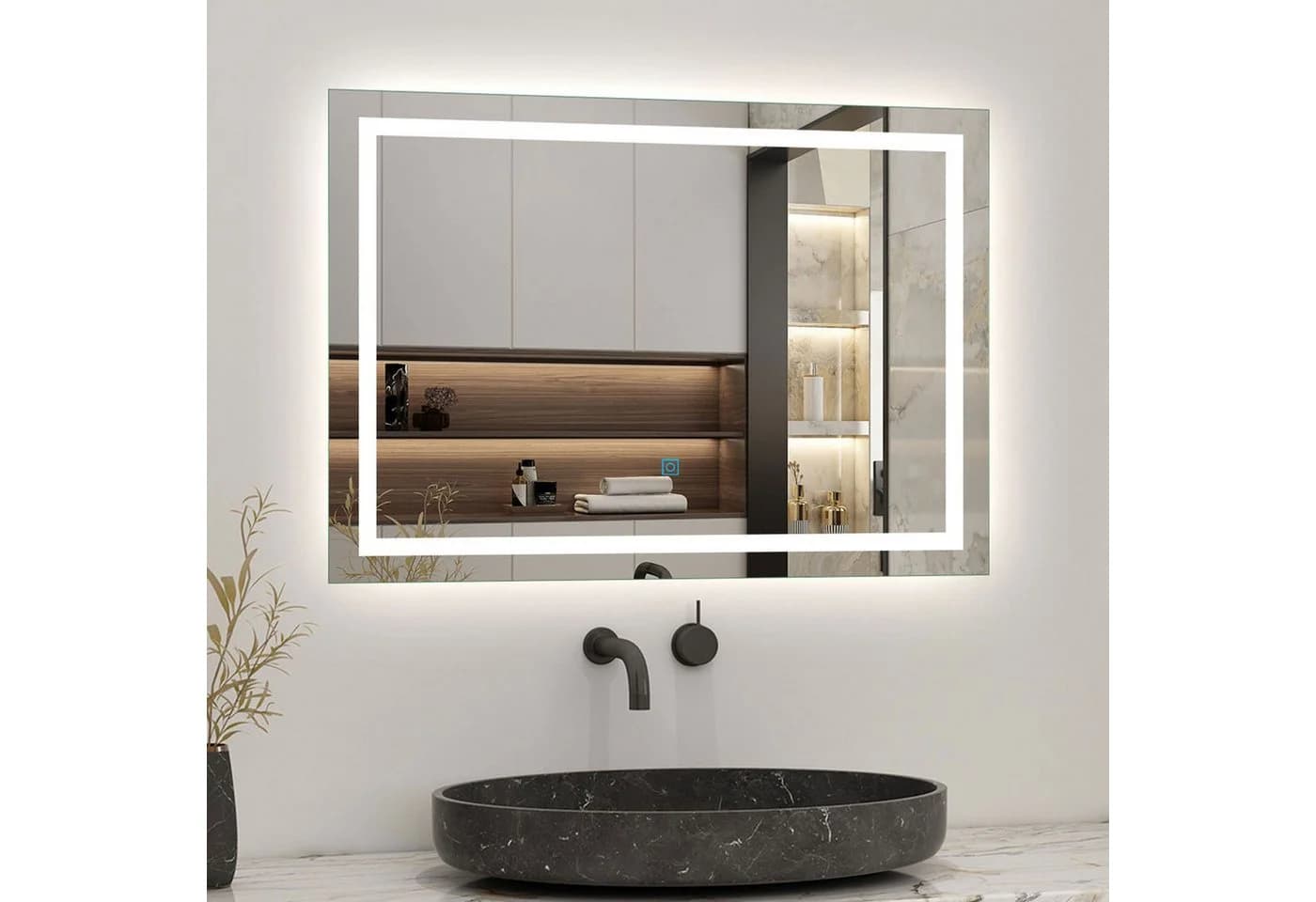 Aica Sanitär Badspiegel mit LED-Beleuchtung und Touch-Schalter - Bild 2