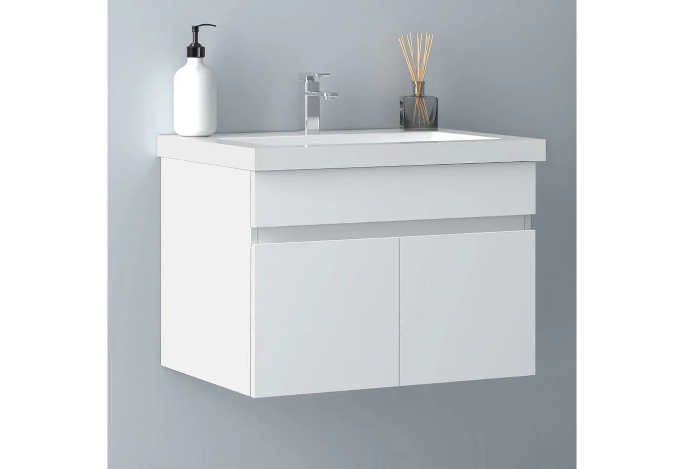 Aica Waschtischunterschrank mit Becken 60-120cm Weiß