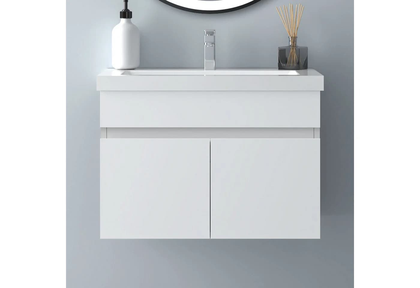 Aica Waschtischunterschrank mit Becken 60-120cm Weiß - Bild 2