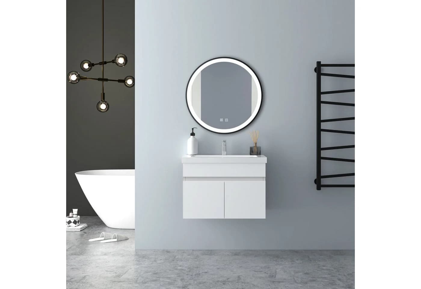 Aica Waschtischunterschrank mit Becken 60-120cm Weiß - Bild 4