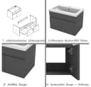Aica Sanitär Waschtisch Unterschrank Set Weiß MDF Grifflos Bild 5