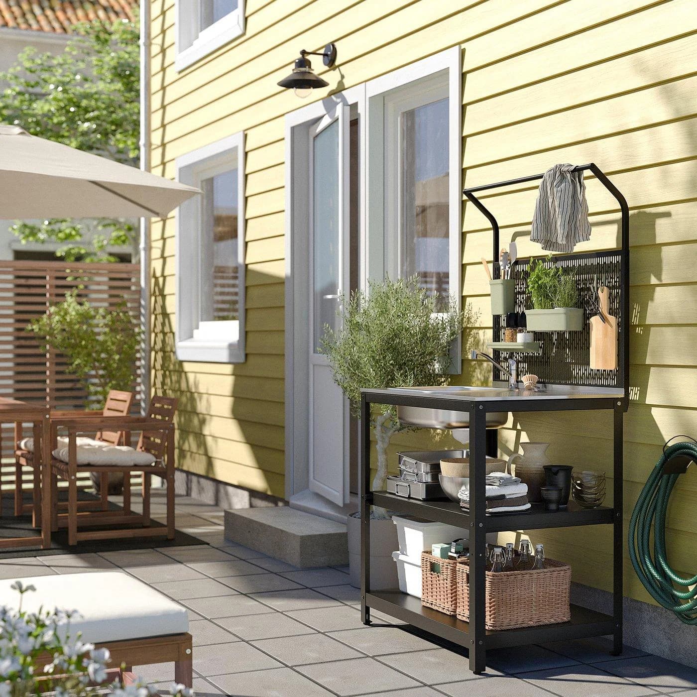 IKEA GRILLSKÄR Spüleneinheit mit Rückwand Edelstahl Grau