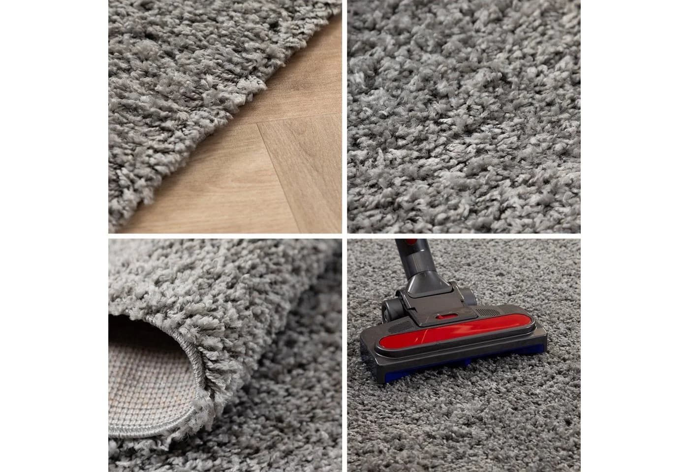 SIMPEX24 Teppich Unicolor Rund Grau Hochflor Shaggy