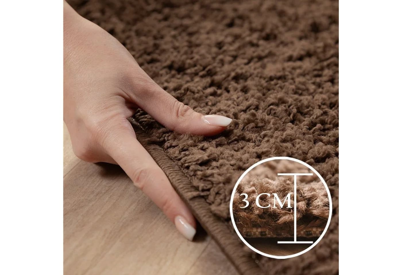 SIMPEX24 Teppich Unicolor Einfarbig Rund 30 mm Shaggy Wohnzimmer - Bild 5