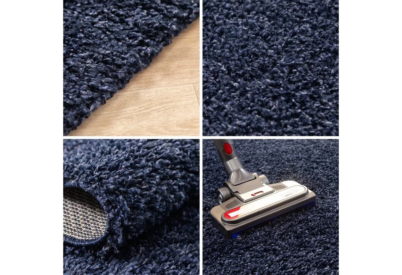SIMPEX24 Teppich Unicolor Marineblau Hochflor 30mm