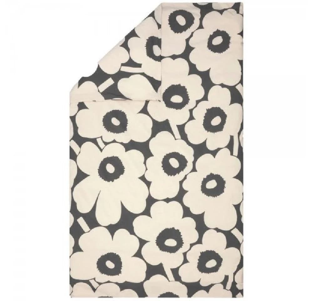 Marimekko Bettdeckenbezug Unikko Charcoal-Off White 140x200cm - Bild 2