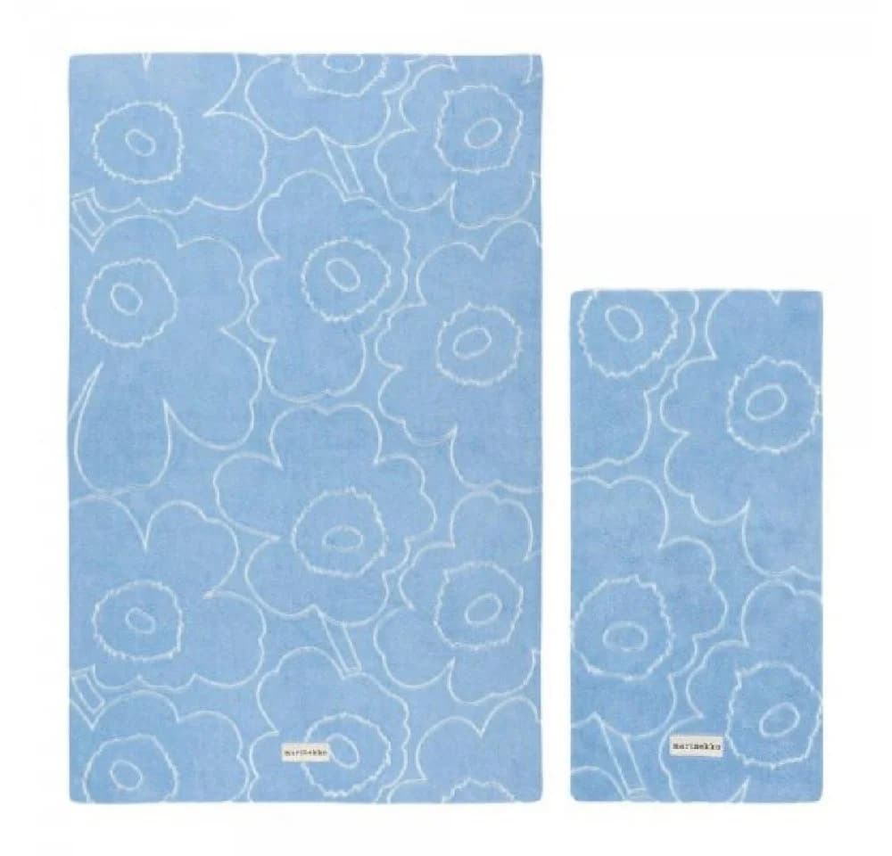 Marimekko Badetücher Set Piirto Unikko Light Blue Off White 2-teilig