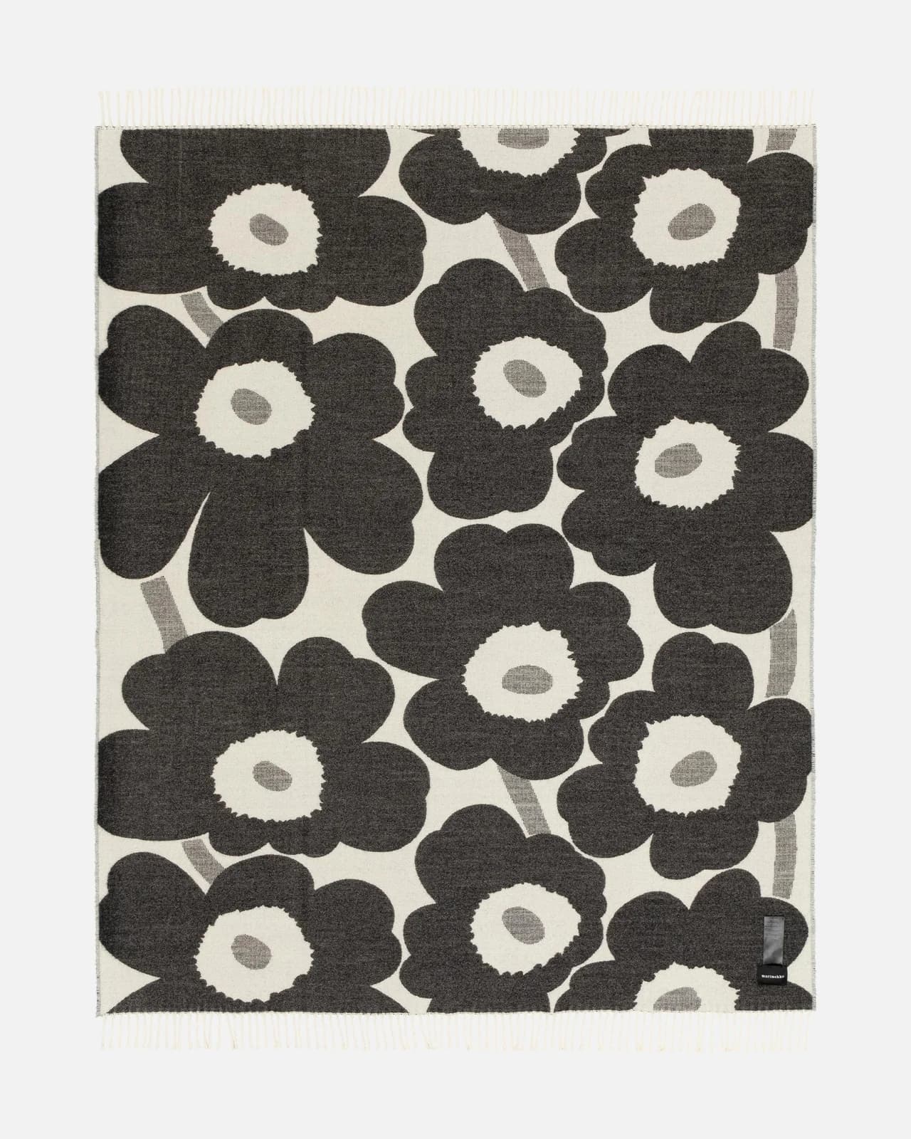 Marimekko Wohndecke UNIKKO Schwarz-Weiß 130x180 cm
