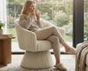 LVHOM Drehsessel Loungesessel Beige 360°-Drehung Cord Bild 2