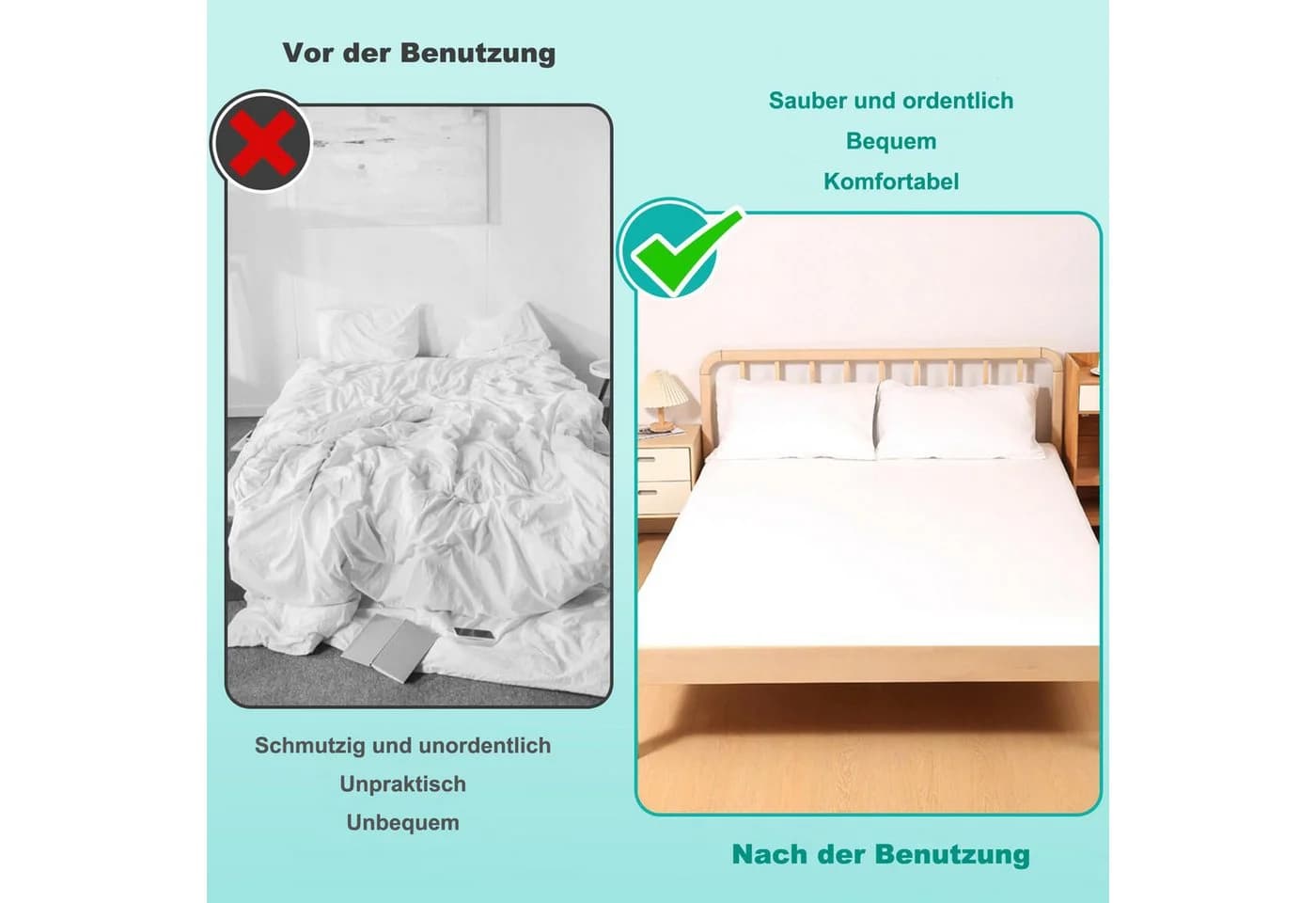 Agger Spannbettlaken Verstellbarer Bettlaken-Spanner Weiß 12 Clips - Bild 4
