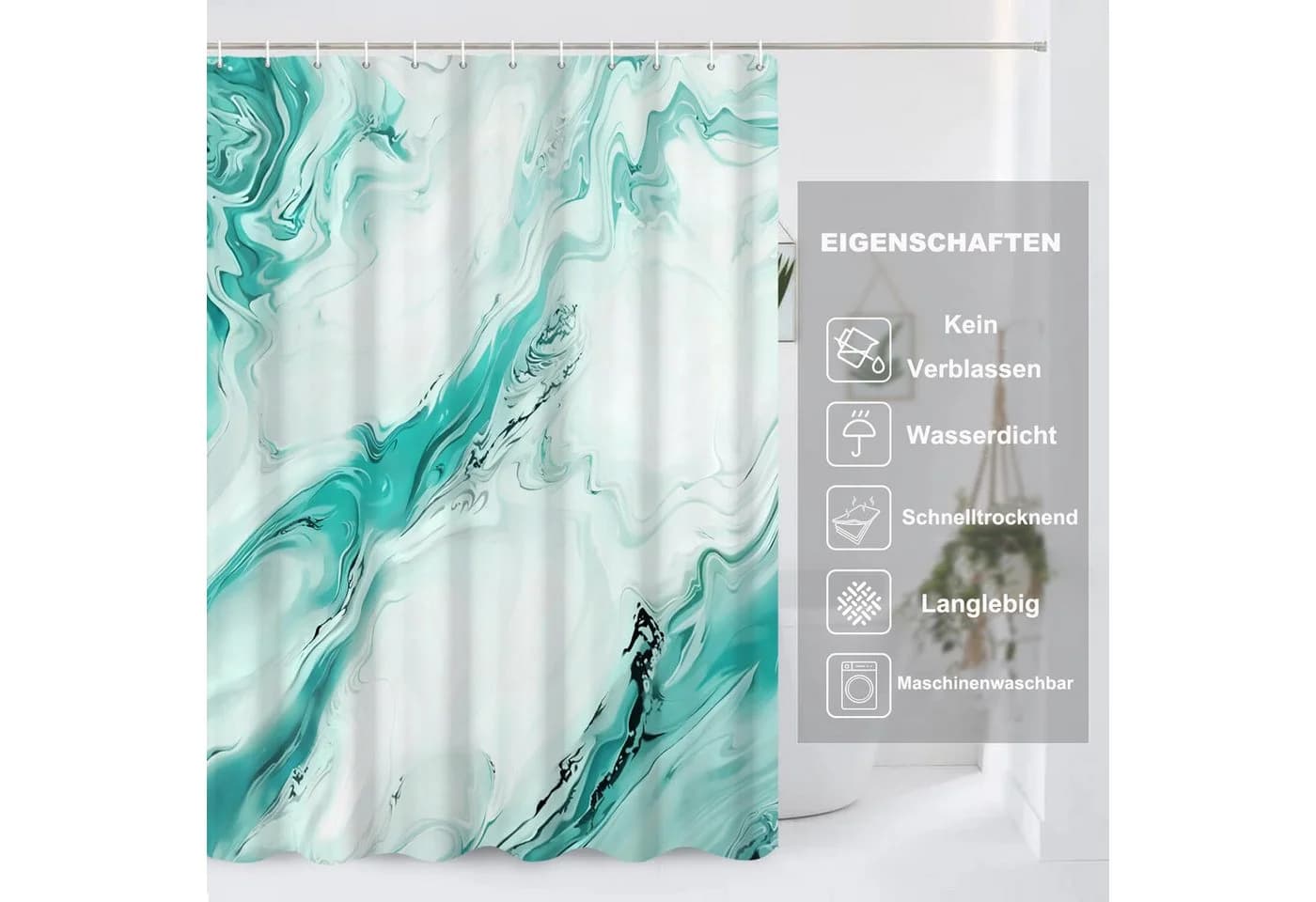 Agger Duschvorhang Modern Abstrakt Marmor Aquarell Design Wasserdicht & Waschbar - Bild 4
