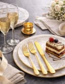 Diwzbyn Besteck-Set 20-tlg. Goldfarben Edelstahl Pfingstrosen-Design Bild 1