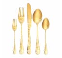 Diwzbyn Besteck-Set 20-tlg. Goldfarben Edelstahl Pfingstrosen-Design Bild 2