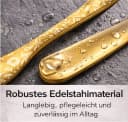 Diwzbyn Besteck-Set 20-tlg. Goldfarben Edelstahl Pfingstrosen-Design Bild 4