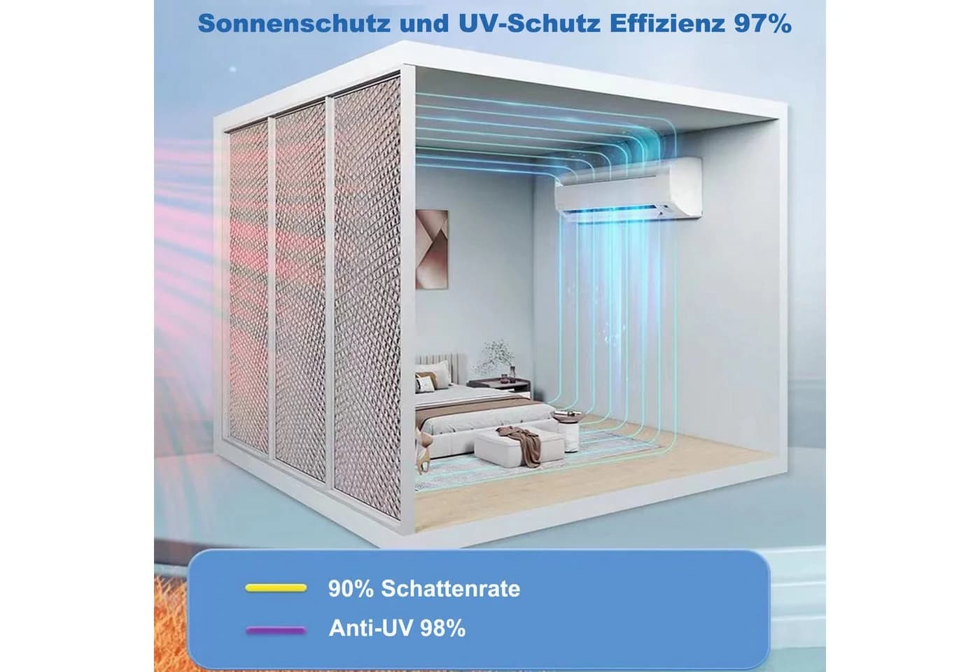 Diwzbyn Sonnenschutz-Fensterfolie Schwarz mit Saugnapf