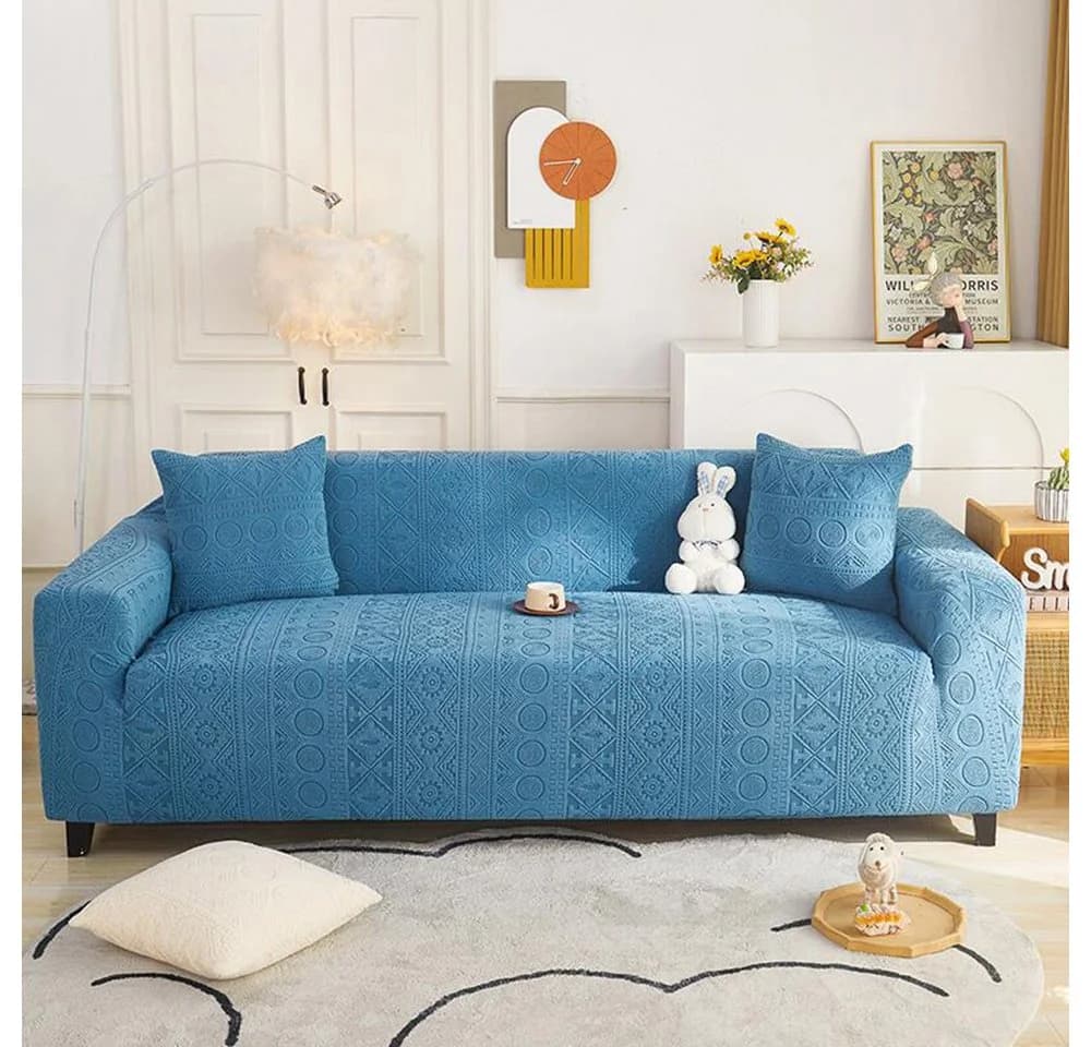 Zaewry Sofahusse Stretch-Sofabezug Blau mit dezentem Muster