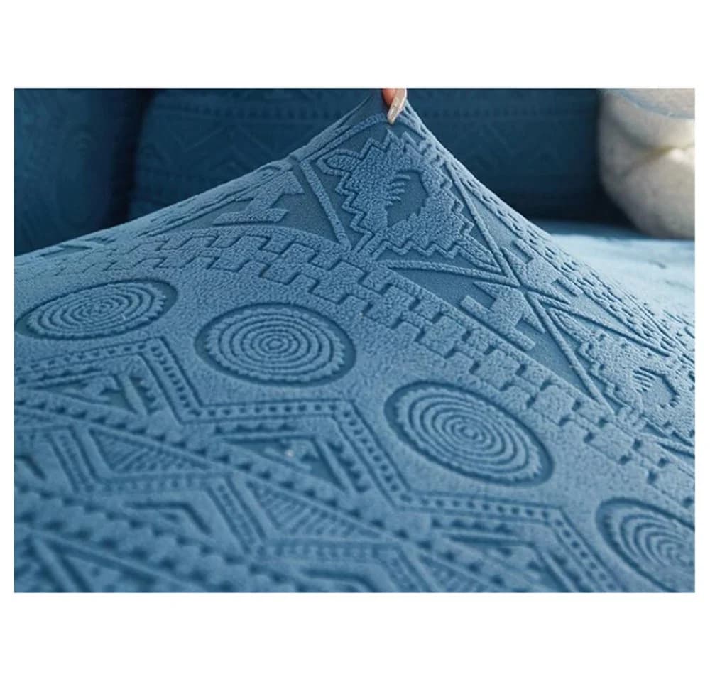 Zaewry Sofahusse Stretch-Sofabezug Blau mit dezentem Muster - Bild 4