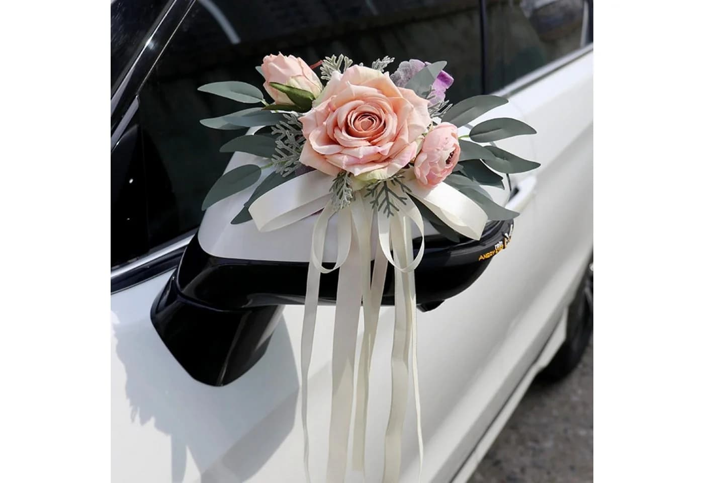 Agger Kunstblumen 2 Stück Vintage Hochzeits-Autoschmuck Champagnerrosa