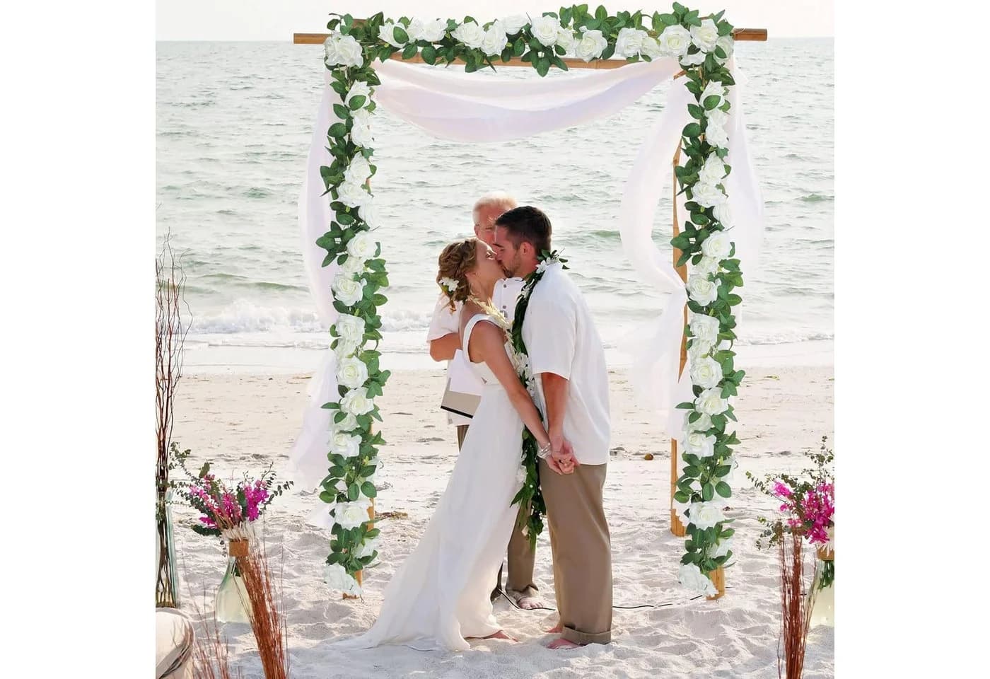 Agger Kunstblumengirlande Weiß Seide & Kunststoff für Hochzeit & Deko