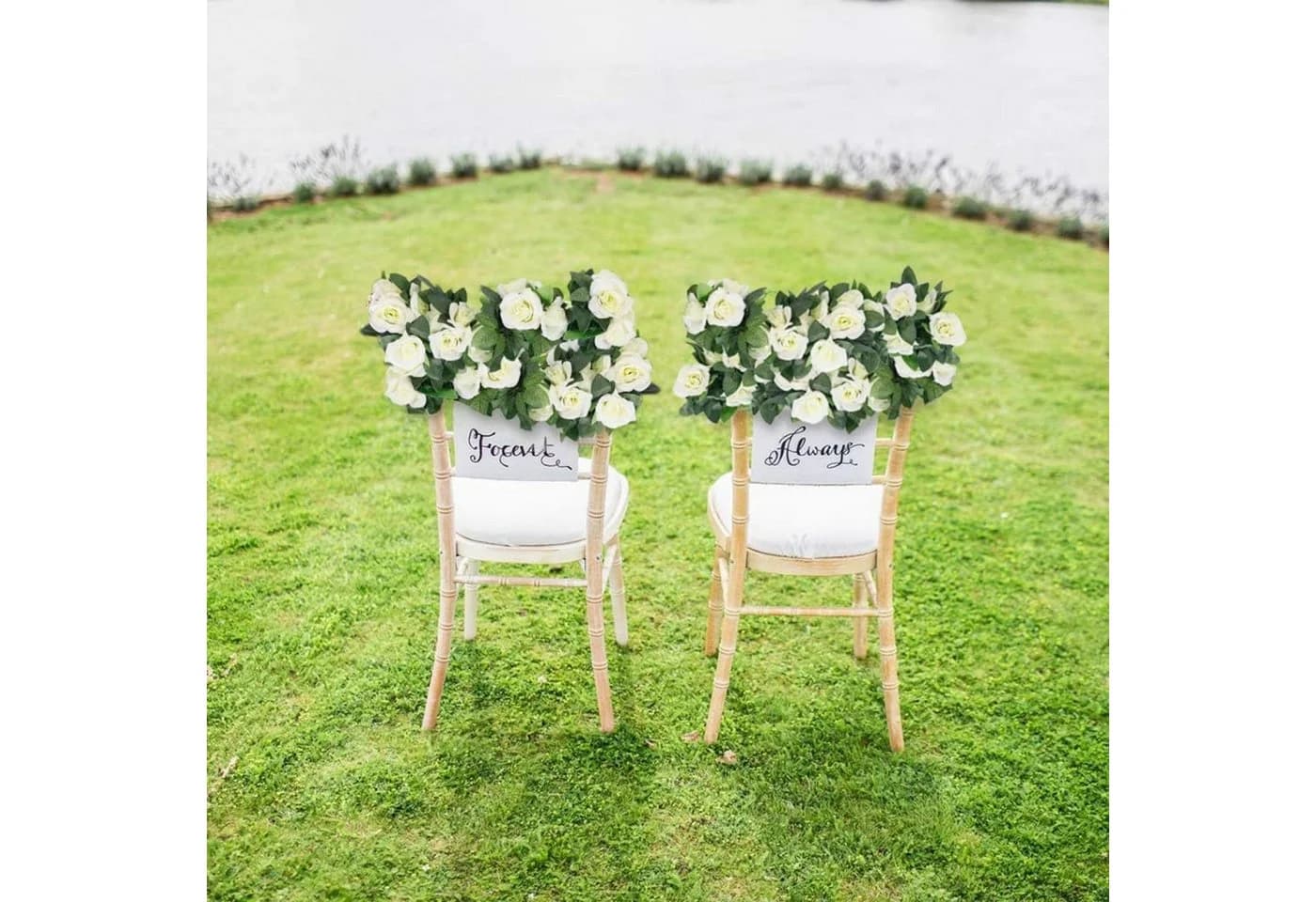 Agger Kunstblumengirlande Weiß Seide & Kunststoff für Hochzeit & Deko - Bild 3