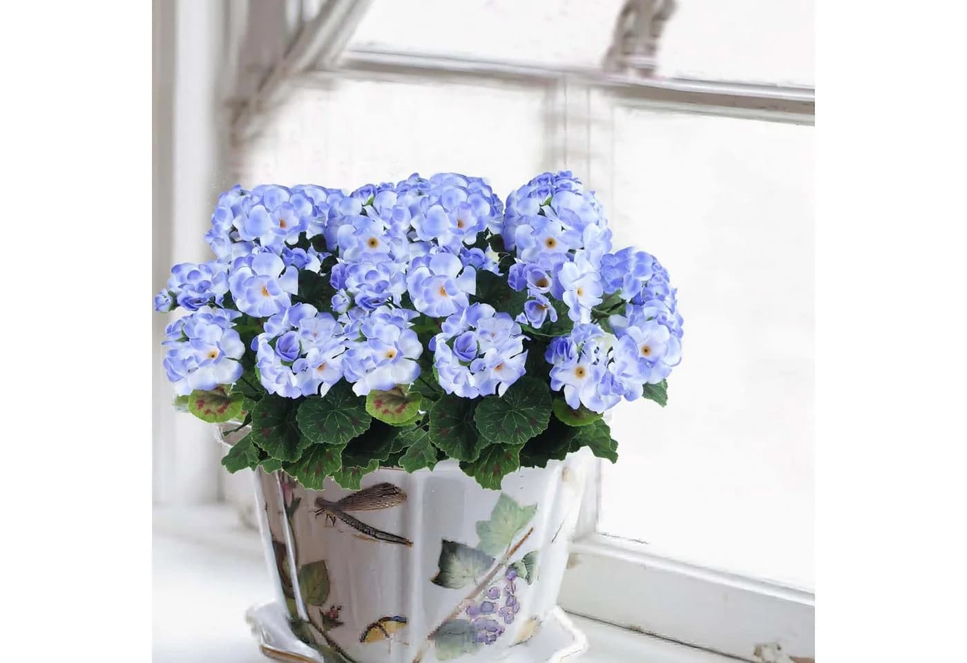 Agger Kunstblumenstrauß Geranie Rot 4 Bündel Seidenblumen - Bild 3