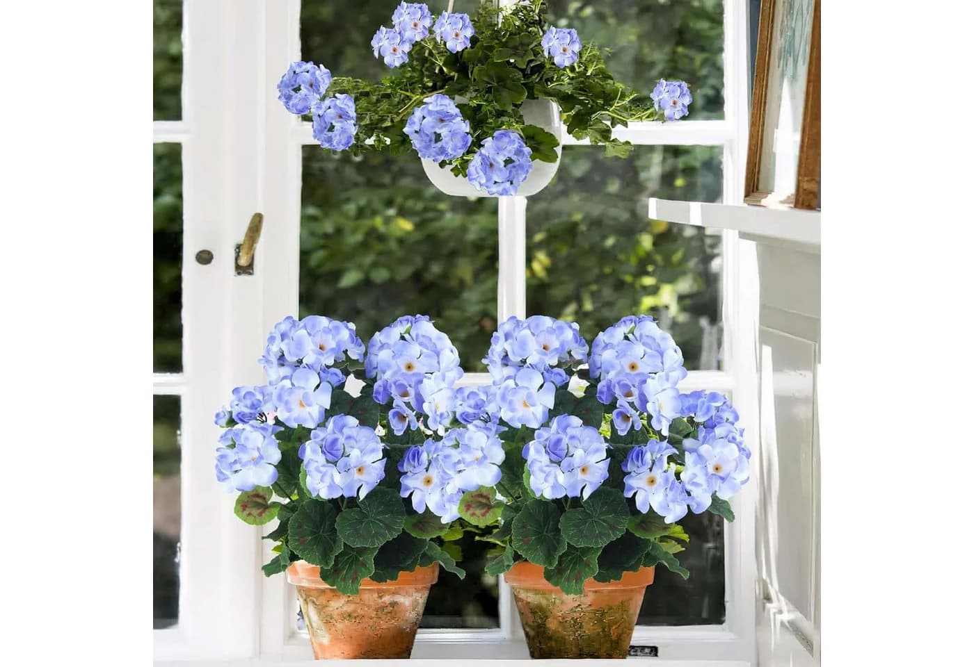 Agger Kunstblumenstrauß Geranie Rot 4 Bündel Seidenblumen - Bild 4