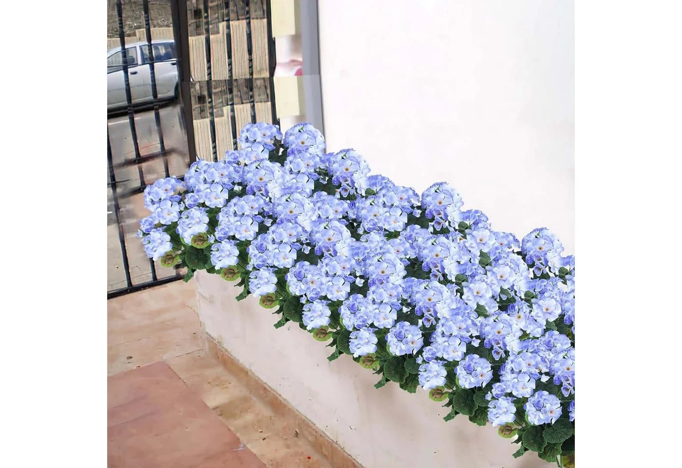 Agger Kunstblumenstrauß Geranie Rot 4 Bündel Seidenblumen - Bild 5