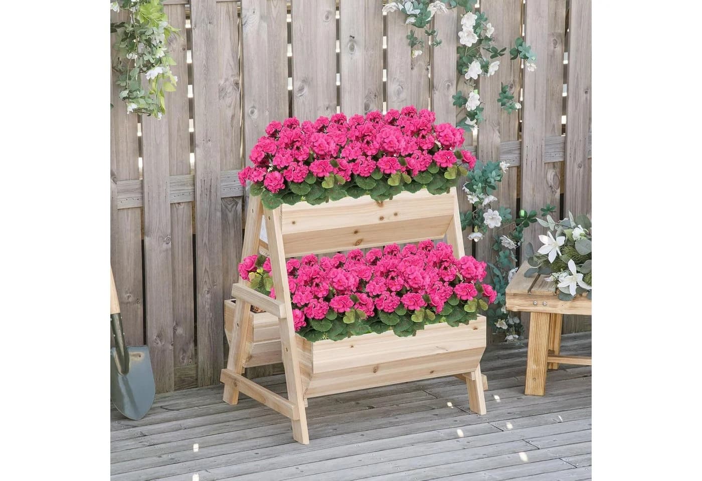 Agger Kunstblumenstrauß Geranie 4 Bündel Rot Wetterfest - Bild 3