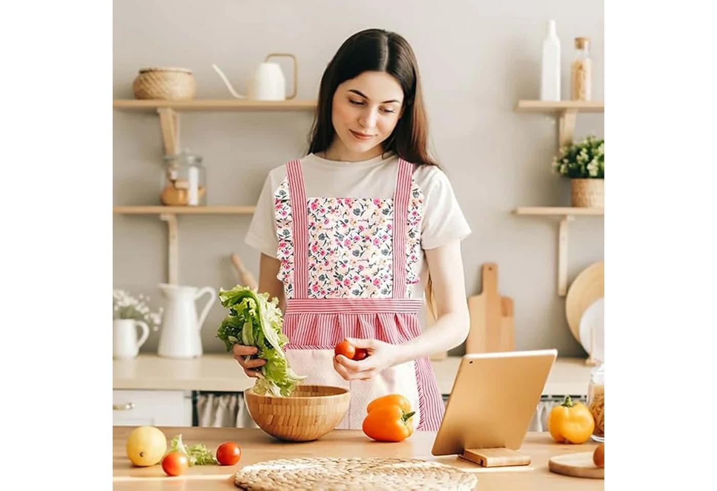 Agger Kochschürze Rosa Verstellbar mit Tasche - Bild 4