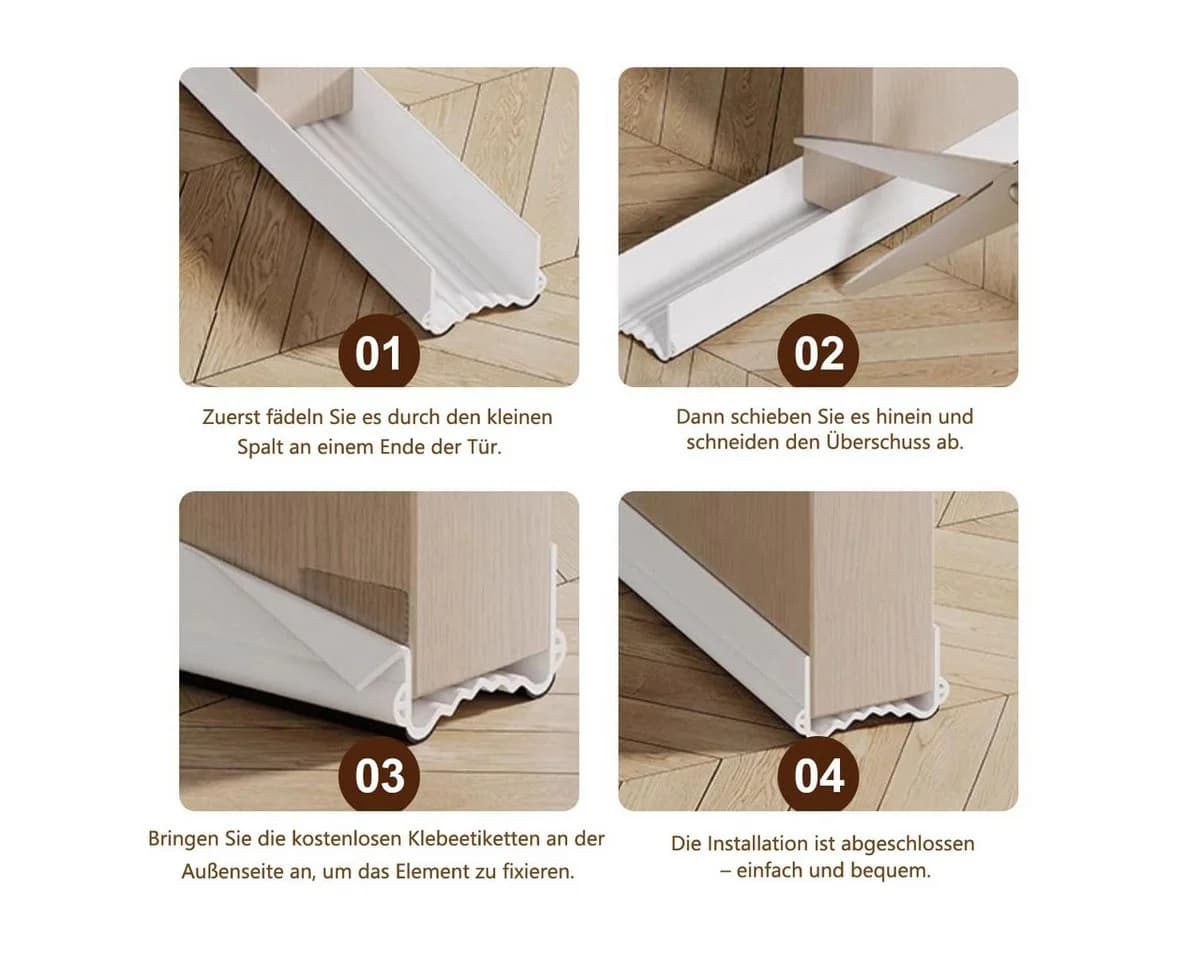 Zaewry Zugluftstopper Türdichtung Weiß Premium Schallschutz Kälteschutz - Bild 5