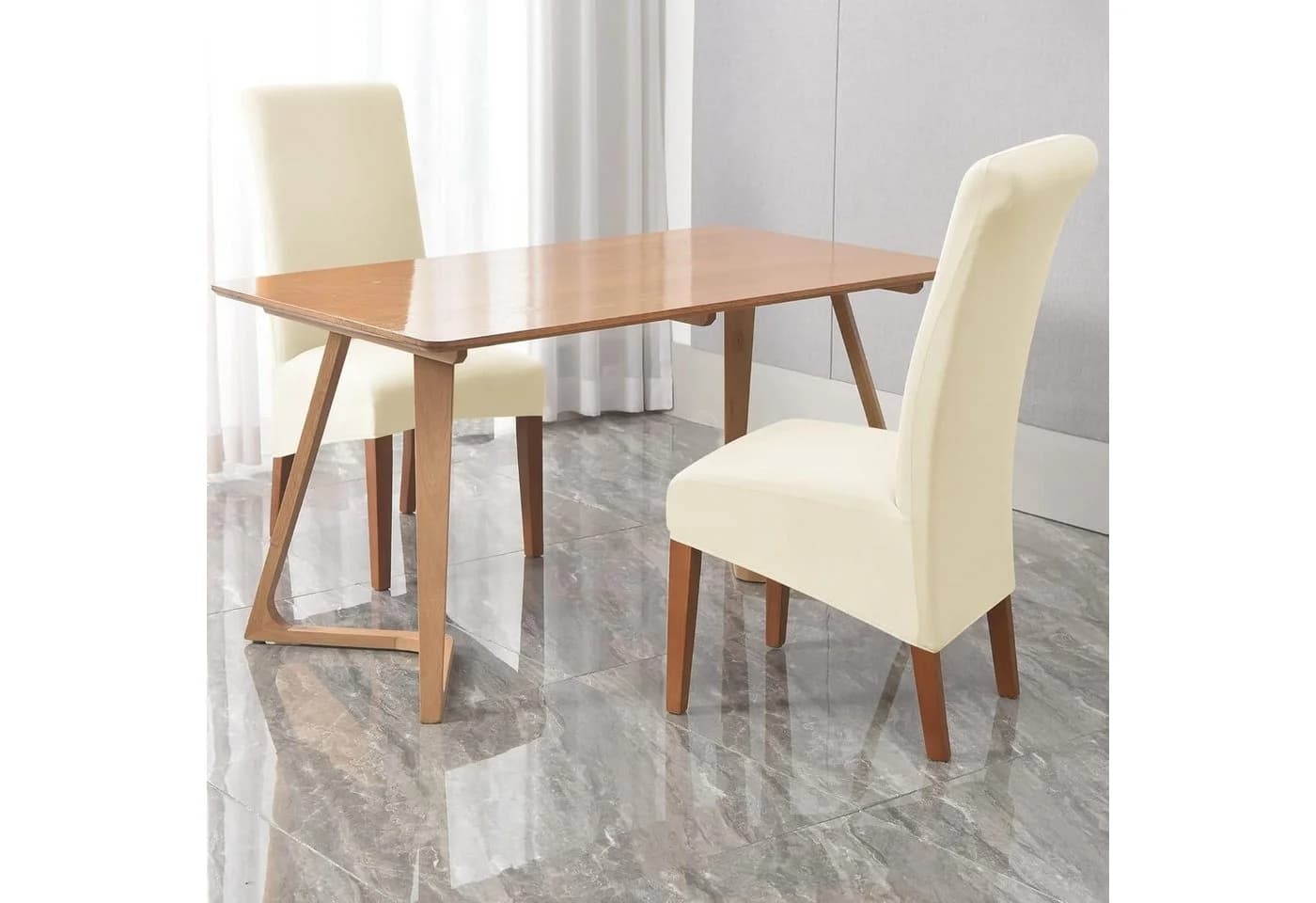 Agger Stuhlhusse Velvet Stretch Beige - Abnehmbar & Waschbar - Bild 5