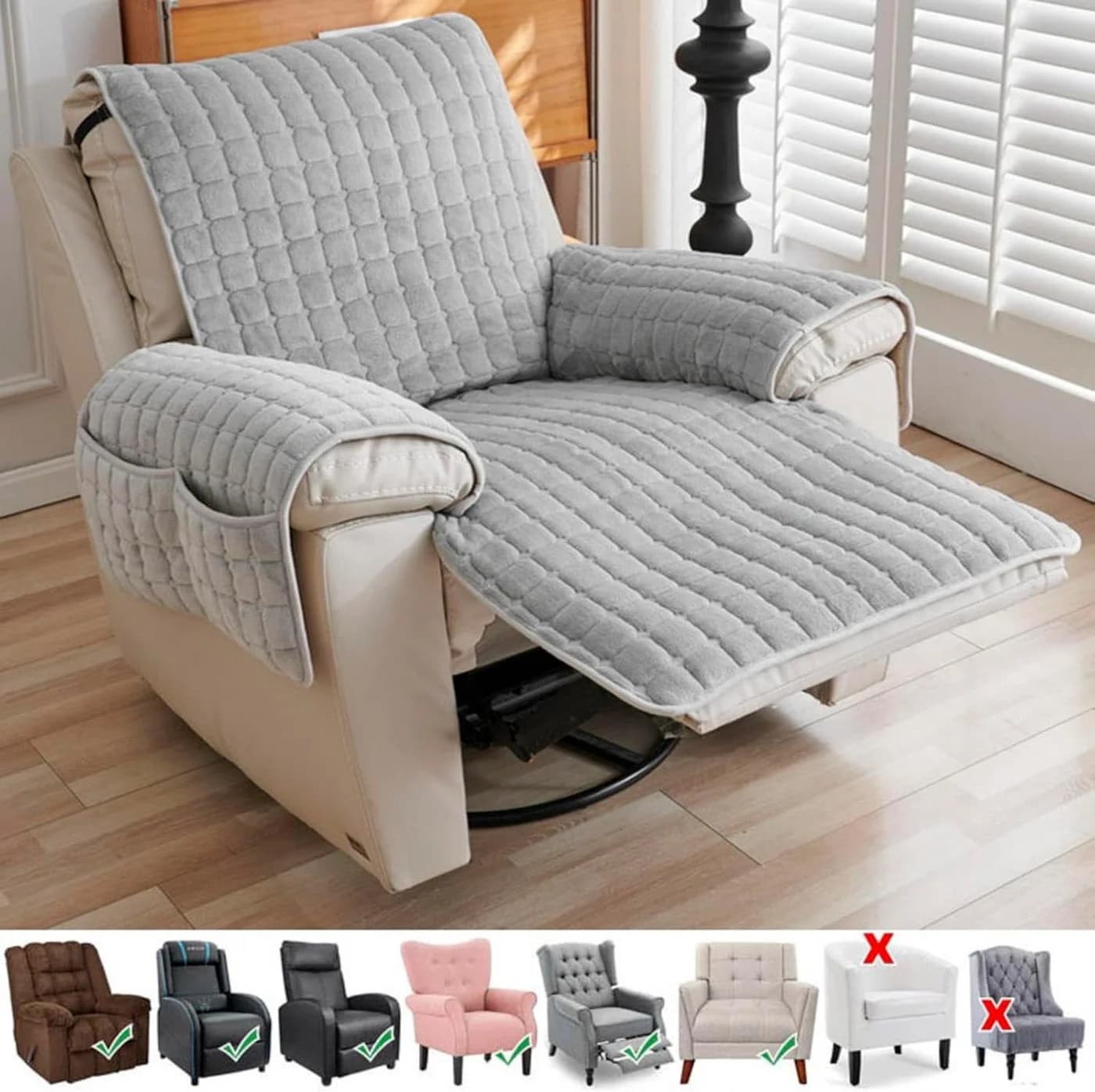 Agger Sofaschoner mit Anti-Rutsch-Funktion Grau
