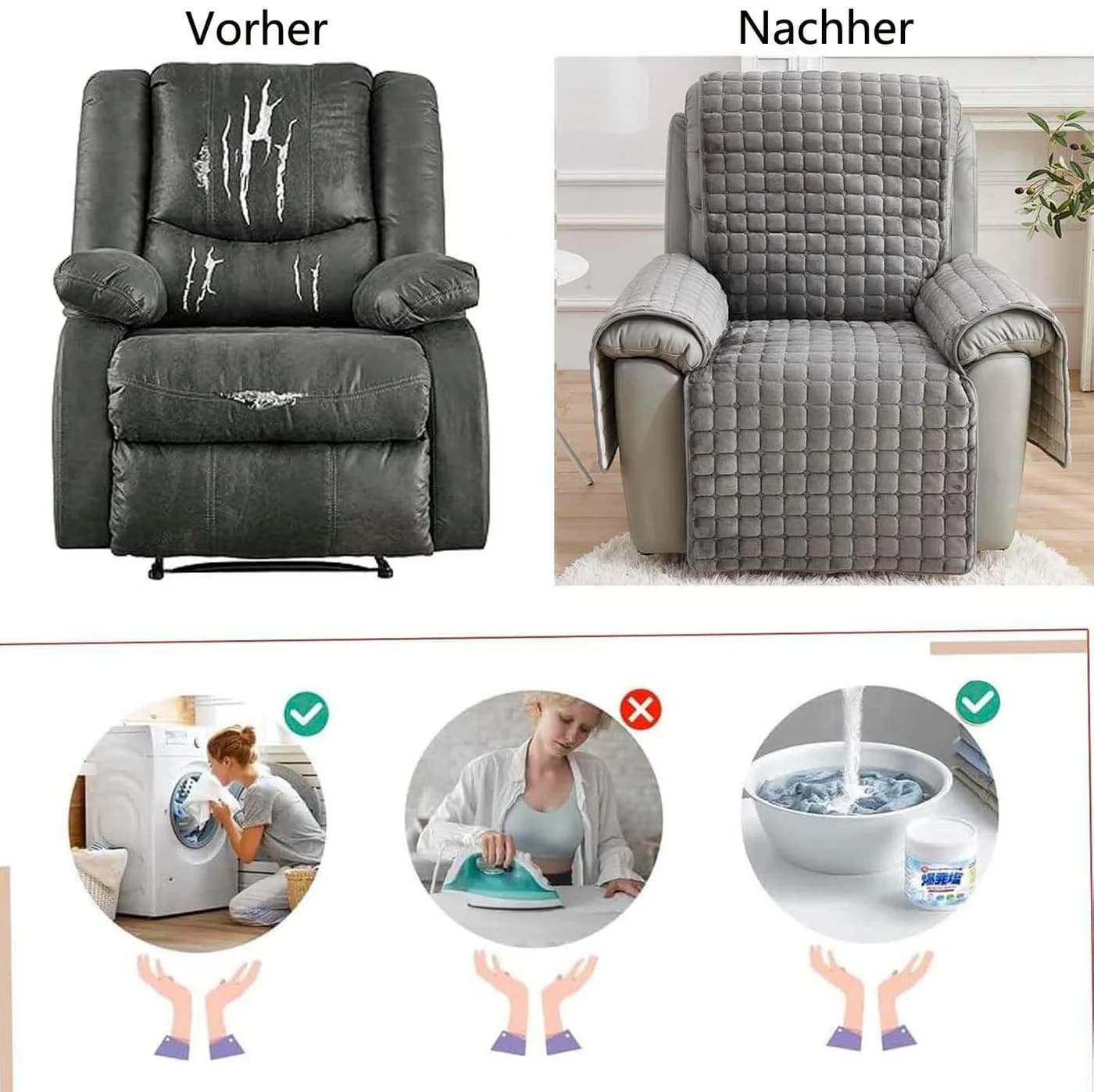 Agger Sofaschoner mit Anti-Rutsch-Funktion Grau - Bild 3