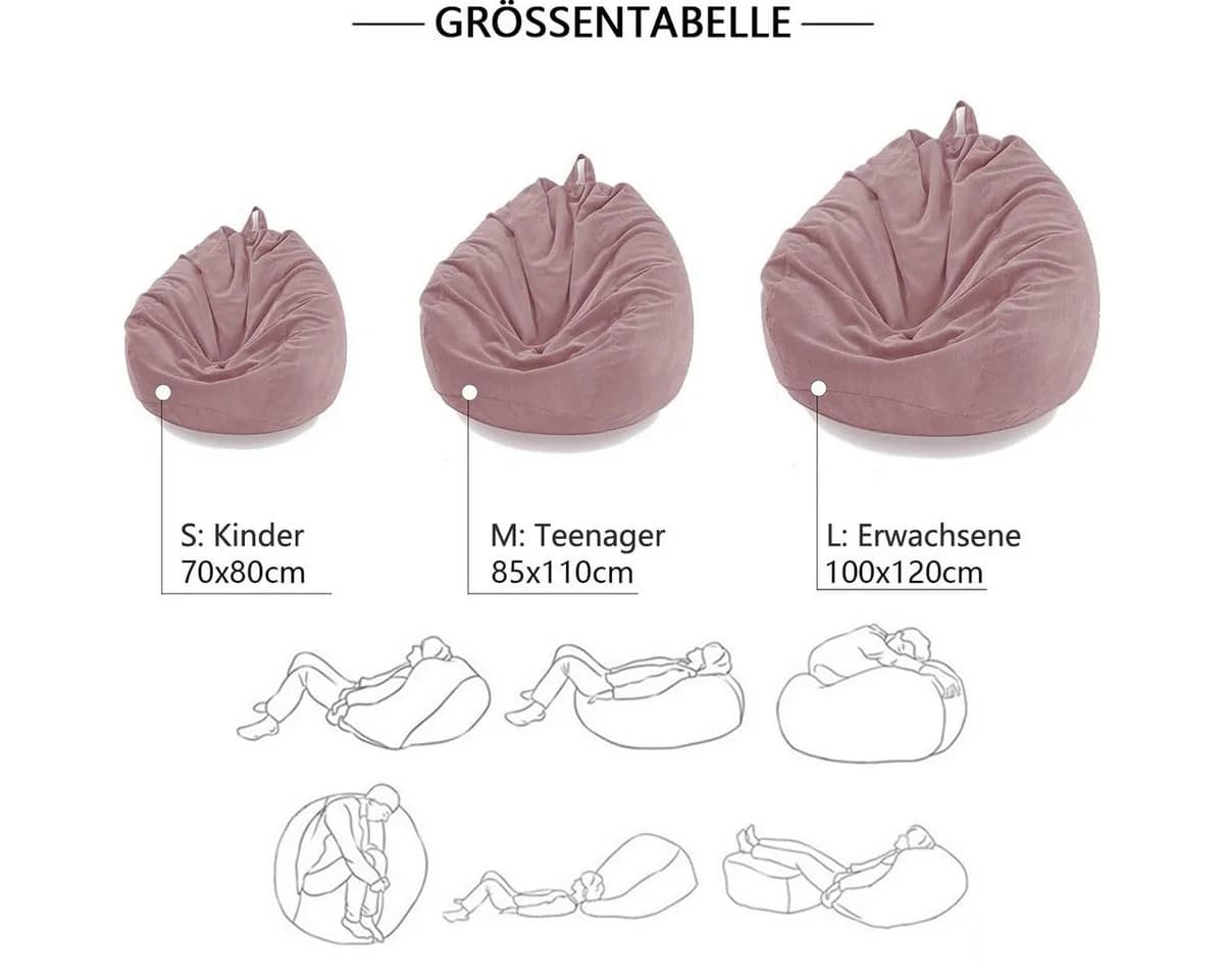 Agger Sitzsackbezug Rosa Cordstoff mit Griff - Bild 3
