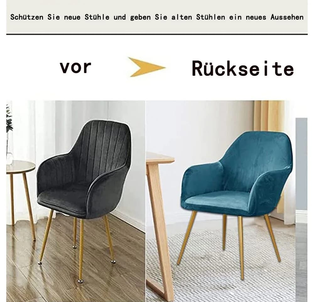 Agger Stuhlhusse Stretch Samt mit Armlehnen beige - Bild 3