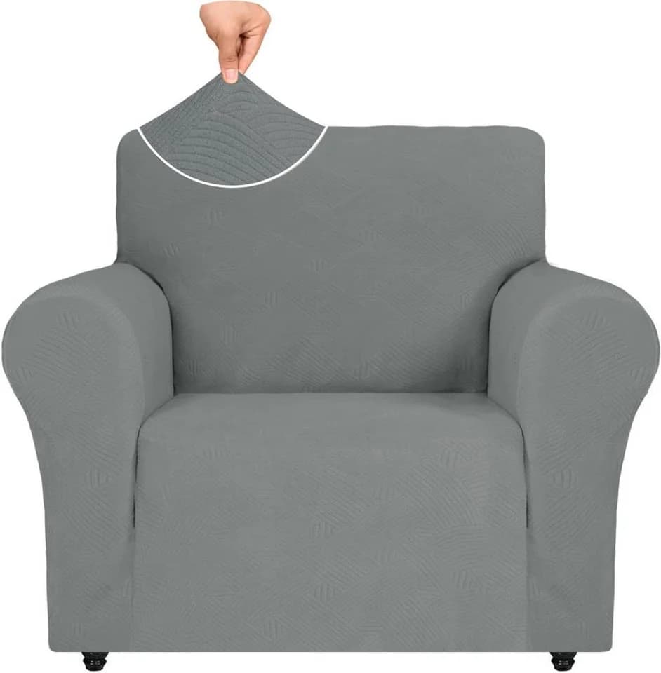 Agger Sofahusse Stretch Grau Rutschfest Polyester - Bild 2