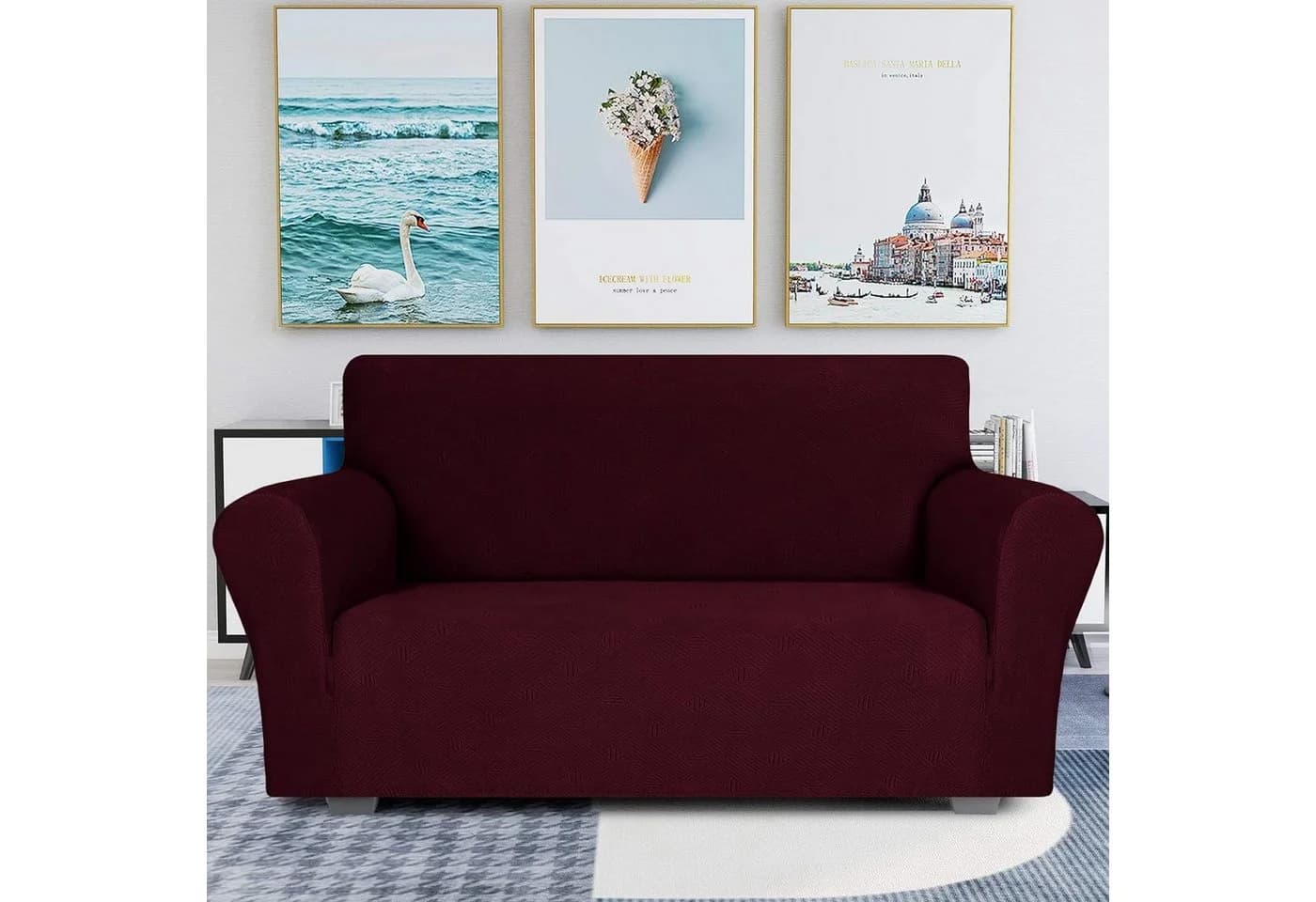 Agger Sofahusse Stretch Rot Rutschfest Polyester Elasthan