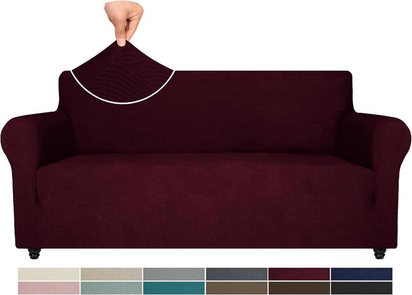 Agger Sofahusse Stretch Rot Rutschfest Polyester Elasthan - Bild 2